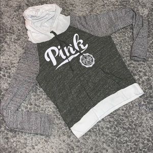 PINK army green long sleeve hoody size medium!!